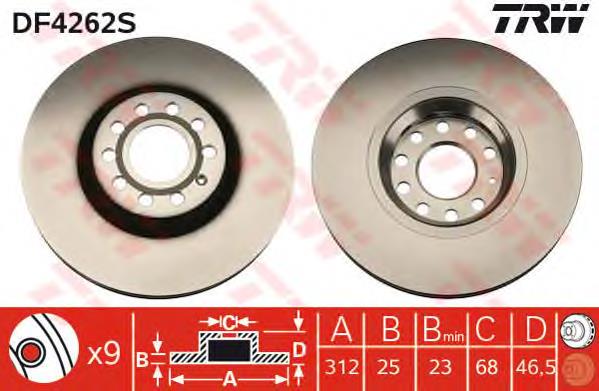 Disco do freio dianteiro TRW DF4262S preço, a partir de 58,34 USD