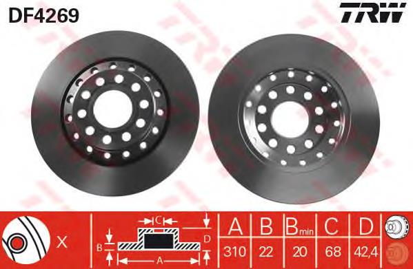 Disco do freio traseiro TRW DF4269 preço, a partir de 95,50 USD