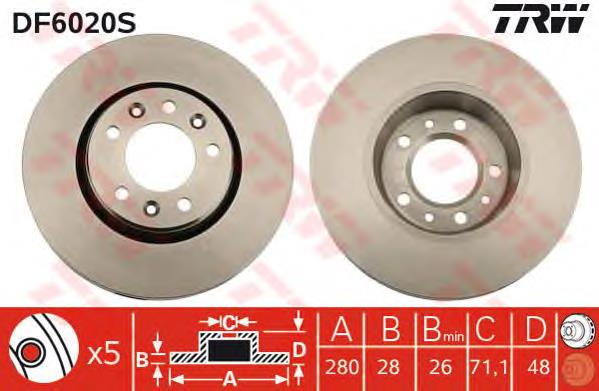 Disco do freio dianteiro TRW DF6020S preço, a partir de 60,18 USD