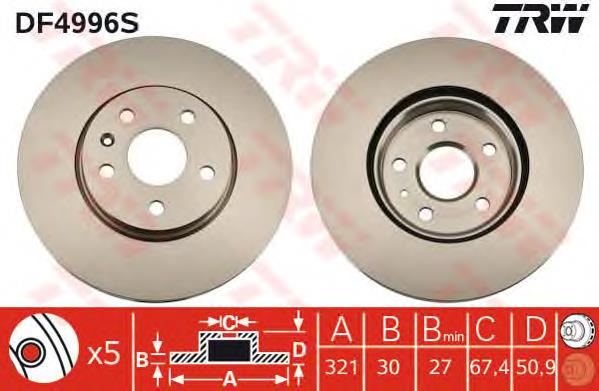 Disco do freio dianteiro TRW DF4996S preço, a partir de 68,65 USD
