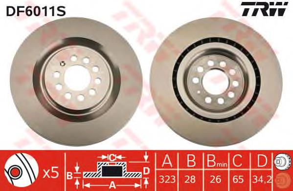 Disco do freio dianteiro TRW DF6011S preço, a partir de 86,78 USD