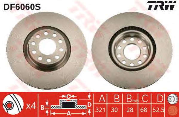 Disco do freio dianteiro TRW DF6060S preço, a partir de 76,04 USD