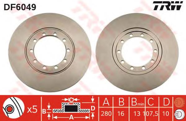LVBD1235Z Motaquip Disco do freio traseiro