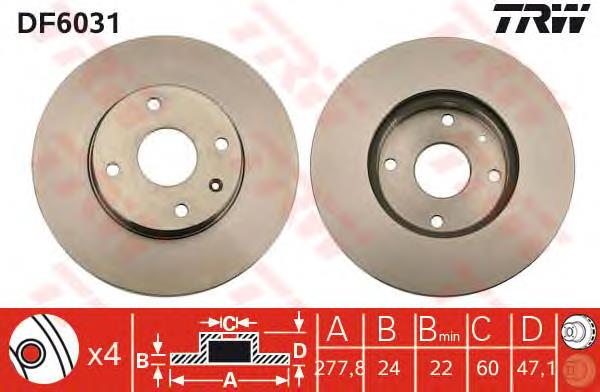 Disco do freio dianteiro TRW DF6031 preço, a partir de 50,69 USD