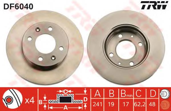 Disco do freio dianteiro 5171209000 Hyundai/Kia