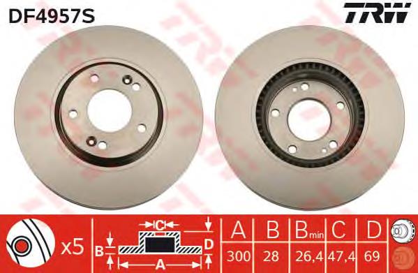Disco do freio dianteiro TRW DF4957S preço, a partir de 56,25 USD