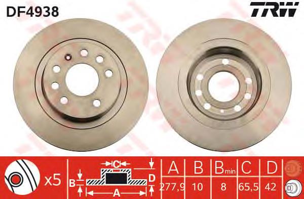 Disco do freio traseiro TRW DF4938 preço, a partir de 47,88 USD