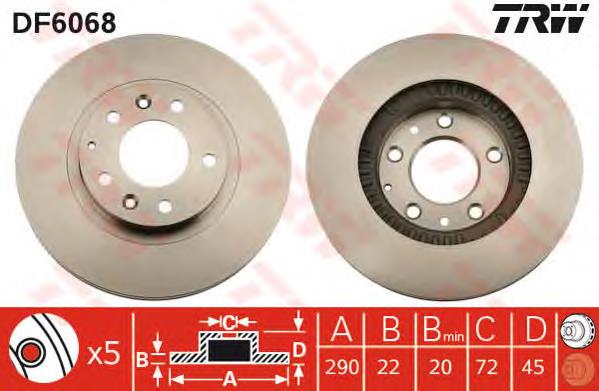 Disco do freio dianteiro TRW DF6068 preço, a partir de 69,26 USD