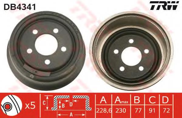 Compre DB4341 TRW Tambor do freio traseiro