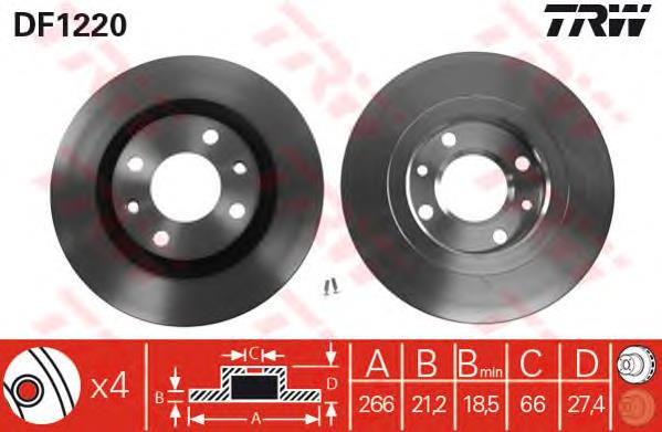 Disco do freio dianteiro TRW DF1220 preço, a partir de 28,69 USD