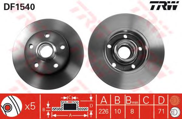 Disco do freio traseiro TRW DF1540 preço, a partir de 33,23 USD