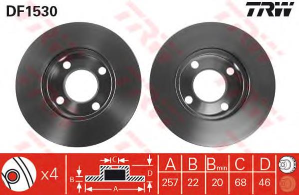 Disco do freio dianteiro TRW DF1530 preço, a partir de 40,67 USD