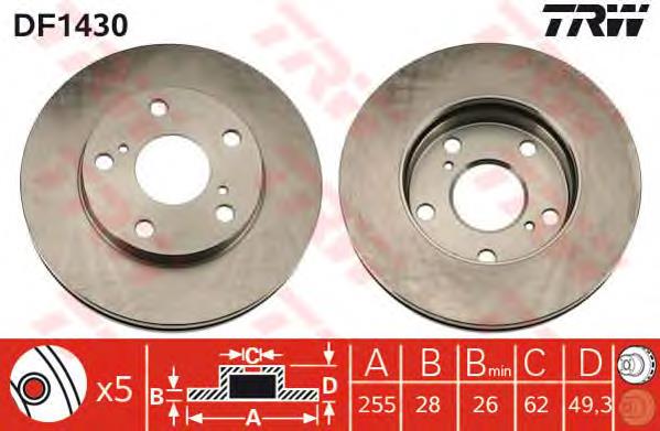 Disco do freio dianteiro Toyota 4351233050