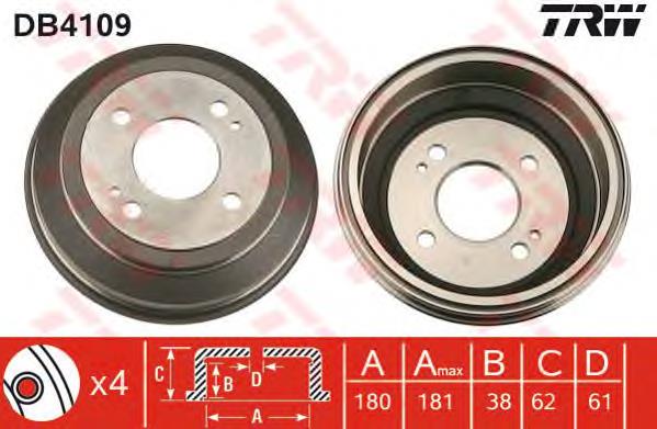 Tambor do freio traseiro DB4109 TRW