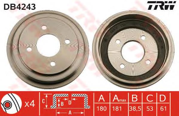 Tambor do freio traseiro Japan Parts TA105C