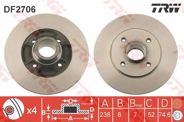 Disco do freio traseiro TRW DF2706 preço, a partir de 30,67 USD