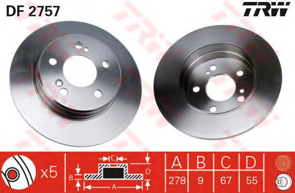Disco do freio traseiro TRW DF2757 preço, a partir de 28,42 USD