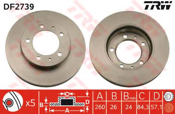 Disco do freio dianteiro TRW DF2739 preço, a partir de 72,21 USD
