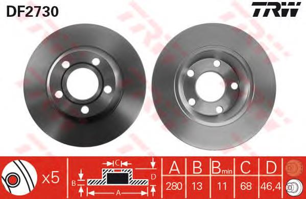 Disco do freio dianteiro TRW DF2730 preço, a partir de 33,48 USD