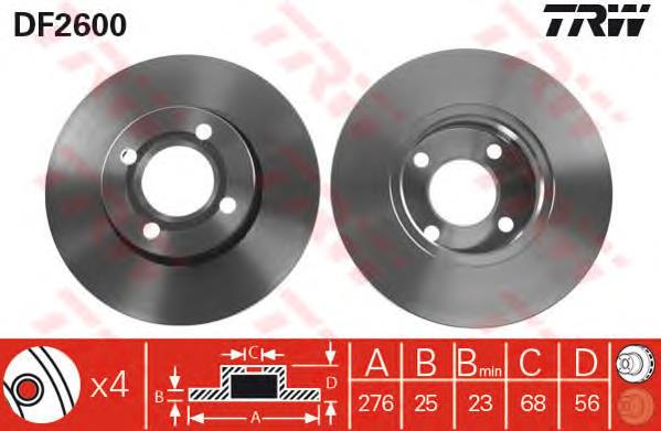 Disco do freio dianteiro TRW DF2600 preço, a partir de 64,06 USD