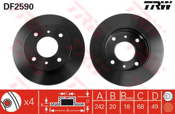 Disco do freio dianteiro TRW DF2590 preço, a partir de 31,72 USD