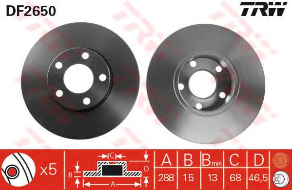 Disco do freio dianteiro TRW DF2650 preço, a partir de 62,23 USD