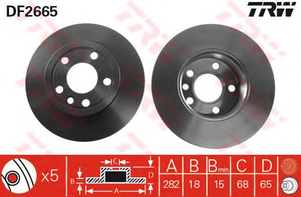 Disco do freio dianteiro TRW DF2665 preço, a partir de 48,04 USD