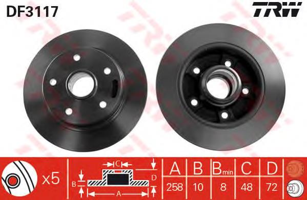 Disco do freio traseiro TRW DF3117 preço, a partir de 46,90 USD