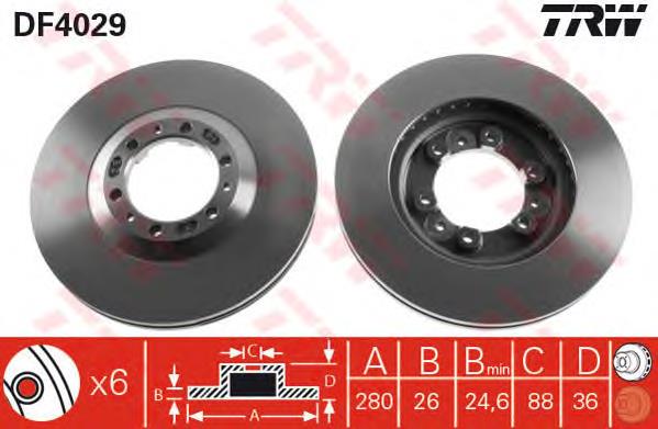 Disco do freio dianteiro TRW DF4029 preço, a partir de 46,82 USD