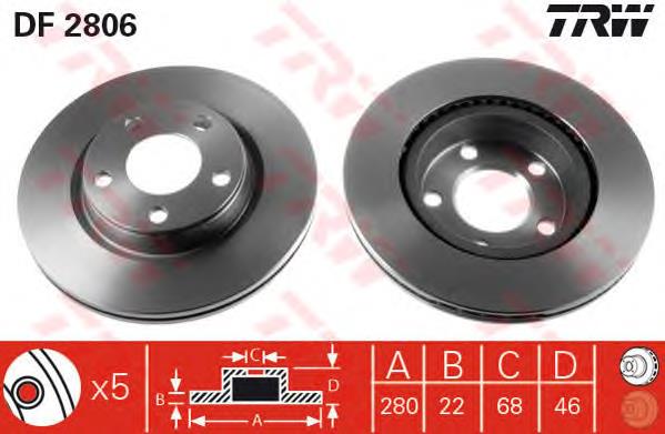 Disco do freio dianteiro TRW DF2806 preço, a partir de 52,87 USD