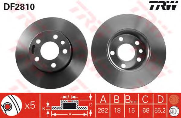 Disco do freio dianteiro TRW DF2810 preço, a partir de 46,15 USD