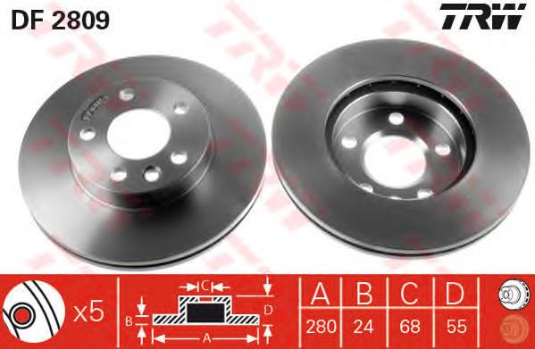 Disco do freio dianteiro TRW DF2809 preço, a partir de 43,81 USD