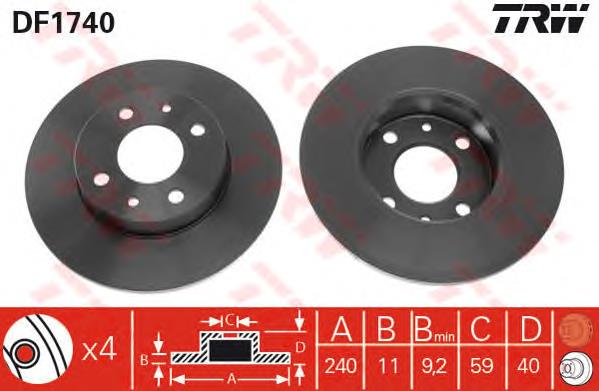 Disco do freio traseiro TRW DF1740 preço, a partir de 22,43 USD