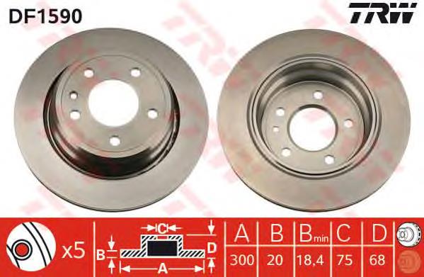 Disco do freio traseiro TRW DF1590 preço, a partir de 63,99 USD