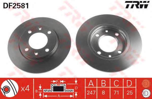 Disco do freio traseiro TRW DF2581 preço, a partir de 23,28 USD
