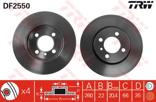 Disco do freio dianteiro TRW DF2550 preço, a partir de 32,39 USD