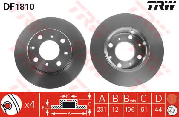 Disco do freio dianteiro TRW DF1810 preço, a partir de 33,68 USD