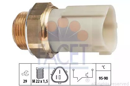 Sensor de temperatura do fluido de esfriamento (de ativação de ventilador do radiador) 75262 FACET