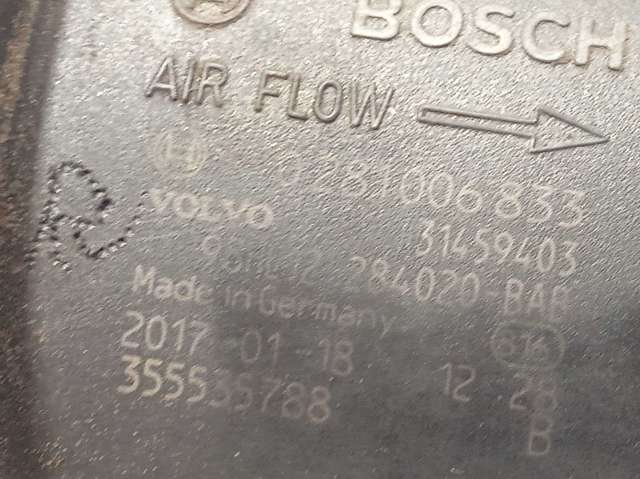 Sensor de fluxo (consumo) de ar, medidor de consumo M.A.F. - (Mass Airflow) 0281006833 VOLVO