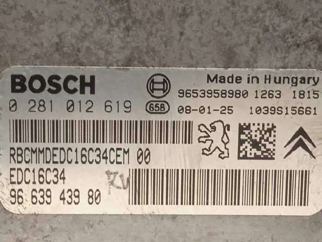 Módulo de direção (Centralina eletrônica) de motor 0281012619 PEUGEOT