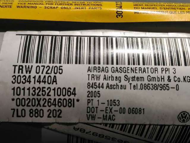 Cinto de segurança (AIRBAG) de passageiro 7L0880202 VAG
