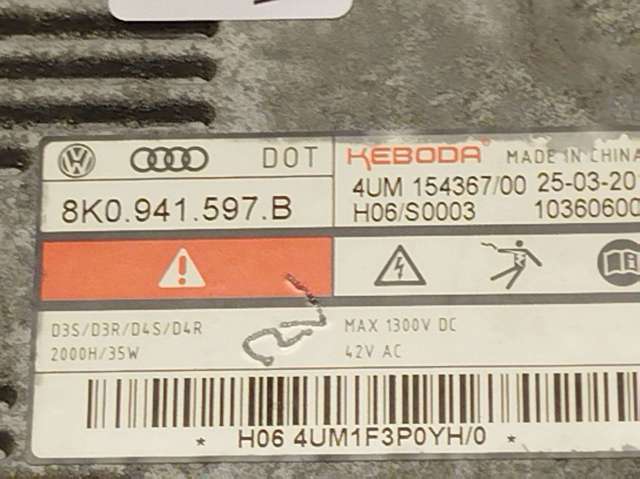 Xénon, unidade de controlo 8K0941597B VAG