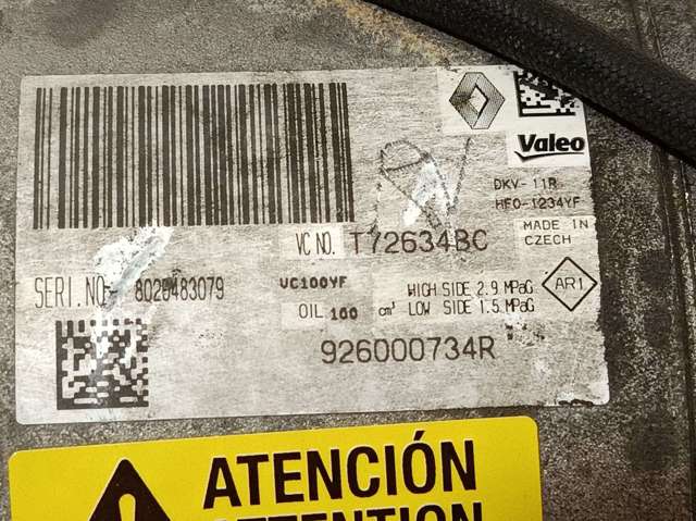 Compressor de aparelho de ar condicionado 926000734R RENAULT