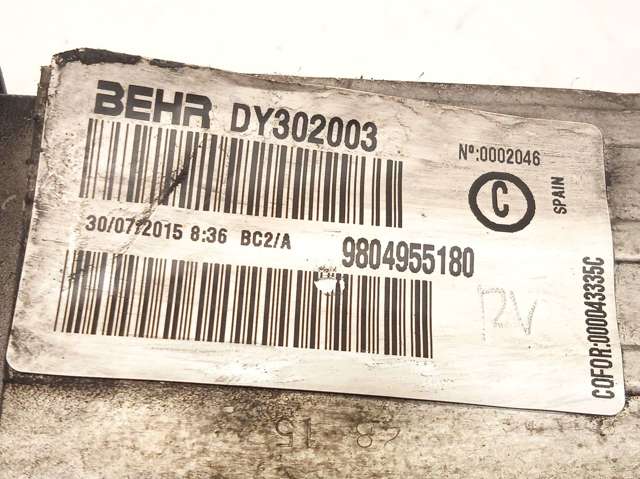 Radiador de intercooler 9804955180 PEUGEOT