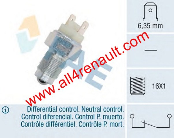 Sensor de ativação das luzes de marcha à ré 7700517549 RENAULT