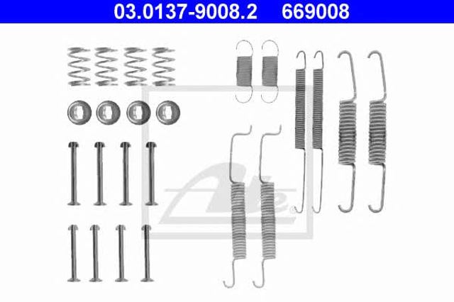 Kit de montagem das sapatas traseiras de tambor 03013790082 ATE