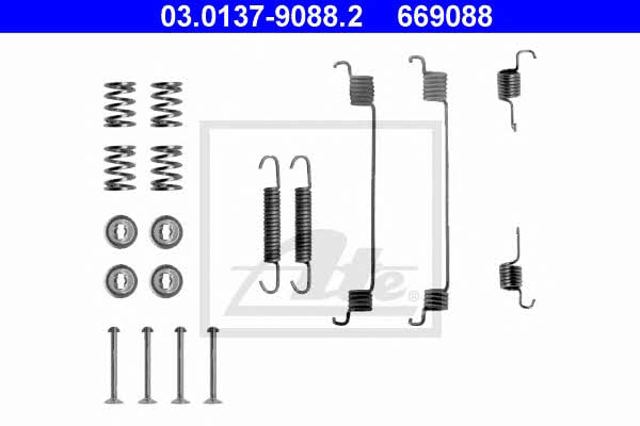 Kit de montagem das sapatas traseiras de tambor 03013790882 ATE