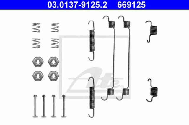 Kit de montagem das sapatas traseiras de tambor 03013791252 ATE