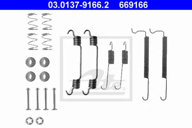 Kit de montagem das sapatas traseiras de tambor 03013791662 ATE