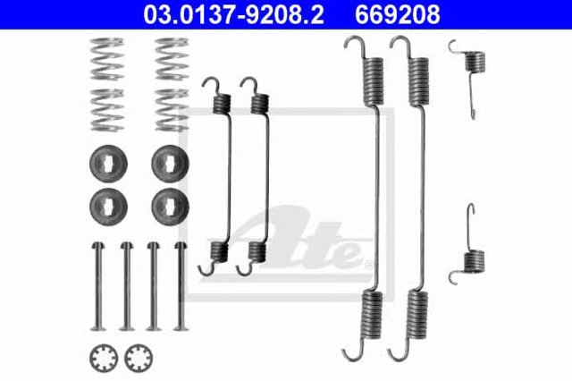 Kit de montagem das sapatas traseiras de tambor 03013792082 ATE